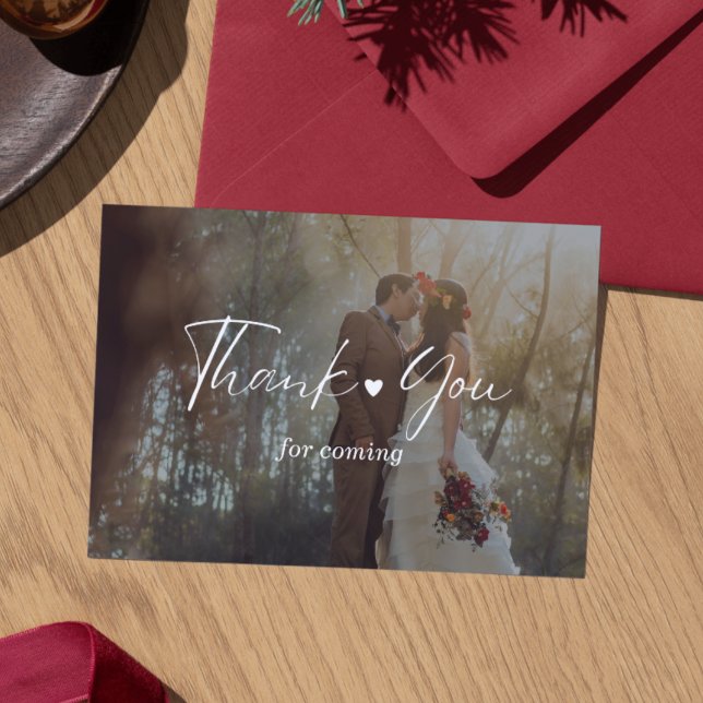 Tarjeta de agradecimiento de boda con foto minimal (Minimalist Photo Wedding Thank You Card with Script)