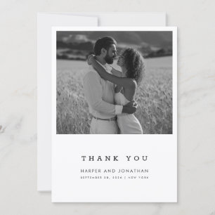 Tarjeta de agradecimiento de boda con foto minimal