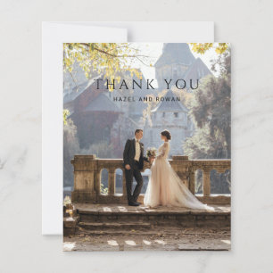 Tarjeta de agradecimiento de boda con foto moderna