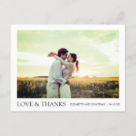 Tarjeta de agradecimiento de boda con foto moderna