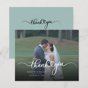 Tarjeta de agradecimiento de boda con foto moderna