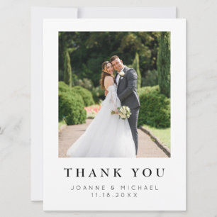 Tarjeta de agradecimiento de boda con foto moderna