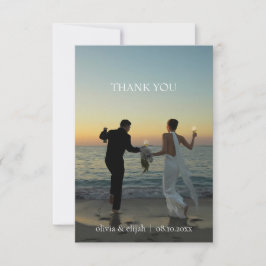 Tarjeta de agradecimiento de boda con foto moderna