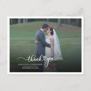Tarjeta de agradecimiento de boda con foto moderna