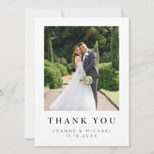Tarjeta de agradecimiento de boda con foto moderna