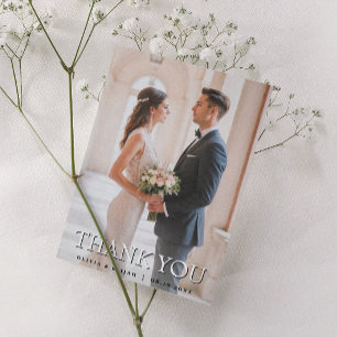 Tarjeta de agradecimiento de boda con foto moderna