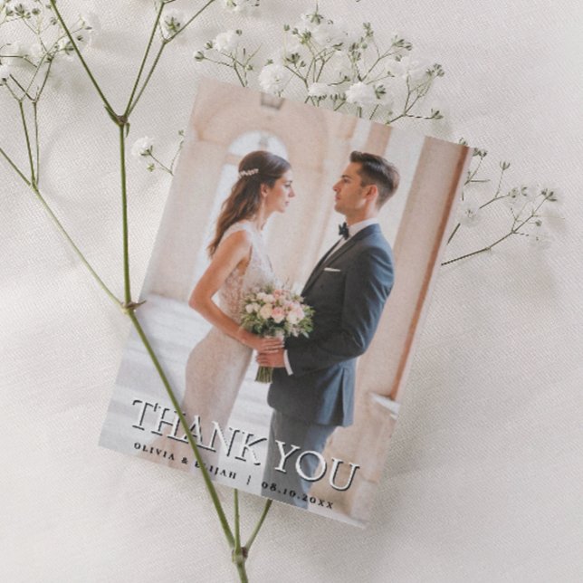 Tarjeta de agradecimiento de boda con foto moderna (Subido por el creador)