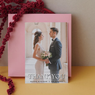 Tarjeta de agradecimiento de boda con foto moderna