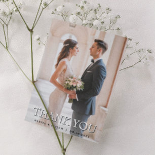 Tarjeta de agradecimiento de boda con foto moderna