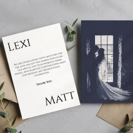 Tarjeta de agradecimiento de boda con foto moderna