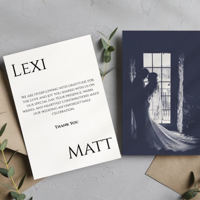 Tarjeta de agradecimiento de boda con foto moderna (Subido por el creador)