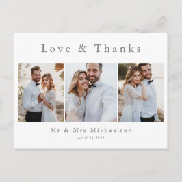 Tarjeta de agradecimiento de boda con foto moderna