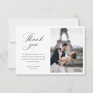tarjeta de agradecimiento de boda con foto moderna