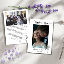 Tarjeta de agradecimiento de boda con foto persona