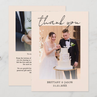 Tarjeta de agradecimiento de boda con foto persona