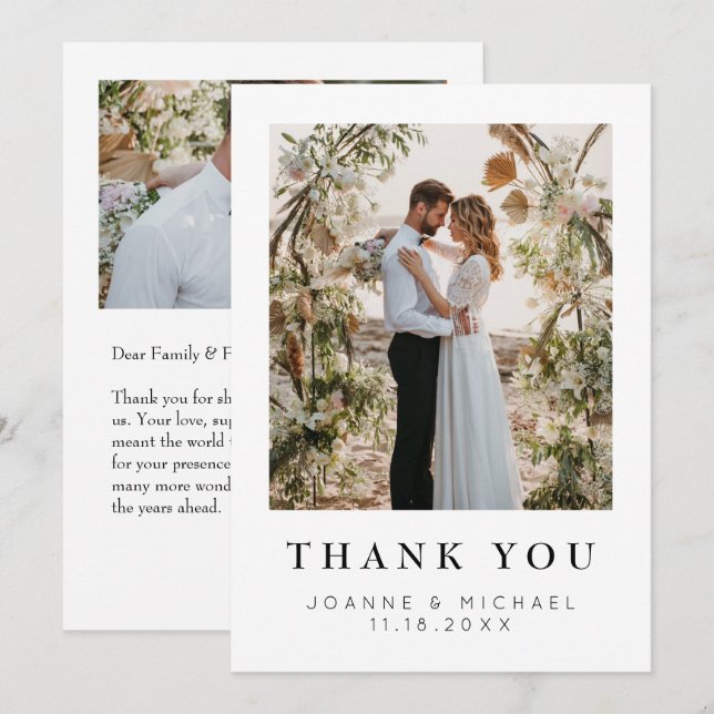 Tarjeta de agradecimiento de boda con foto persona (Anverso / Reverso)