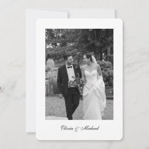 Tarjeta de agradecimiento de boda con foto redonde
