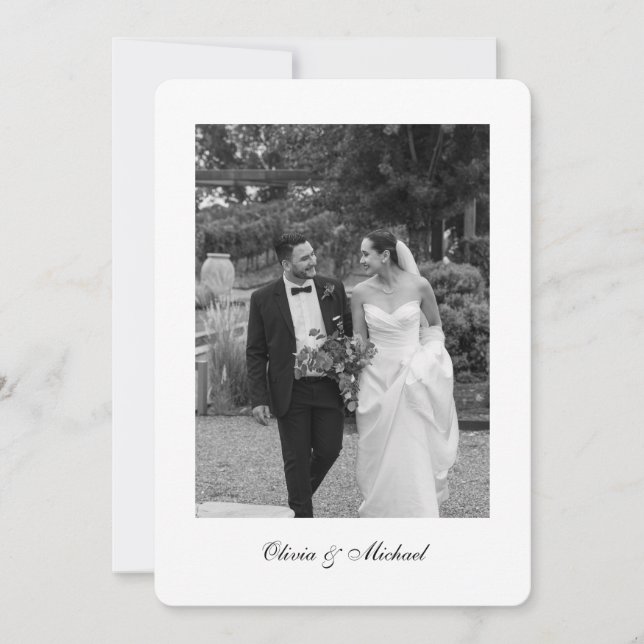 Tarjeta de agradecimiento de boda con foto redonde (Anverso)