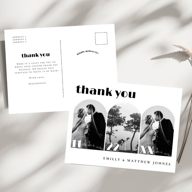 Tarjeta de agradecimiento de boda con foto Retro S (Subido por el creador)