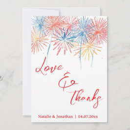 Tarjeta de agradecimiento de boda con foto roja mo