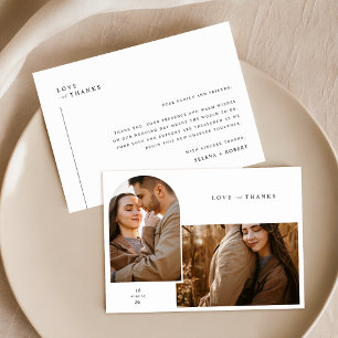 Tarjeta de agradecimiento de boda con foto rústica