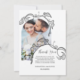 Tarjeta de agradecimiento de boda con foto simple 