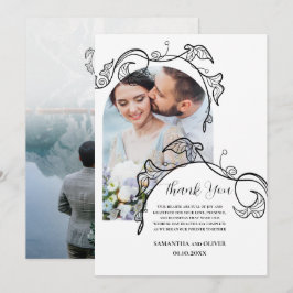 Tarjeta de agradecimiento de boda con foto simple