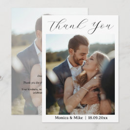 Tarjeta de agradecimiento de boda con foto simple