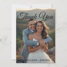 Tarjeta de agradecimiento de boda con foto simple