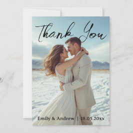 Tarjeta de agradecimiento de boda con foto simple
