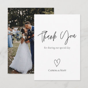 Tarjeta de agradecimiento de boda con foto simple
