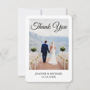 Tarjeta de agradecimiento de boda con foto simple