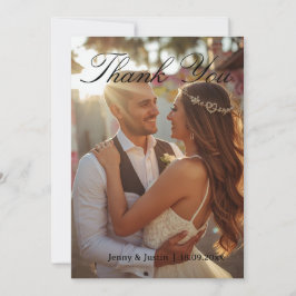Tarjeta de agradecimiento de boda con foto simple