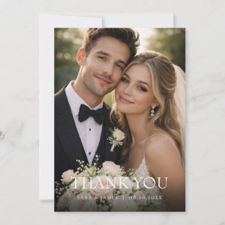 Tarjeta de agradecimiento de boda con foto simple
