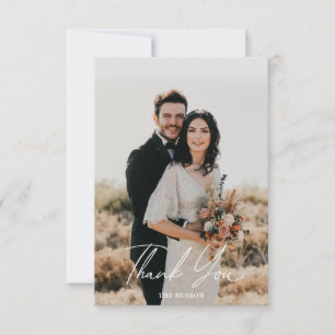 Tarjeta de agradecimiento de boda con foto simple 