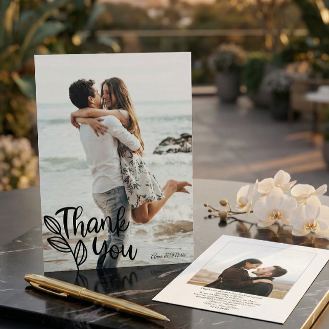Tarjeta de agradecimiento de boda con foto simple  (Subido por el creador)