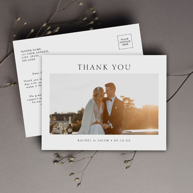 Tarjeta de agradecimiento de boda con foto simple  (Subido por el creador)