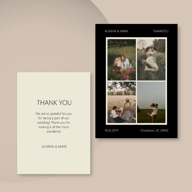 Tarjeta de agradecimiento de boda con foto simple  (Subido por el creador)