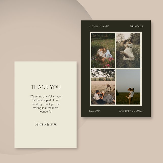Tarjeta de agradecimiento de boda con foto simple  (Subido por el creador)