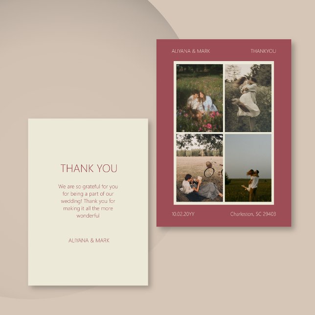 Tarjeta de agradecimiento de boda con foto simple  (Subido por el creador)
