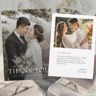 Tarjeta de agradecimiento de boda con foto simple 
