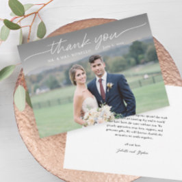 Tarjeta de agradecimiento de boda con foto simple 