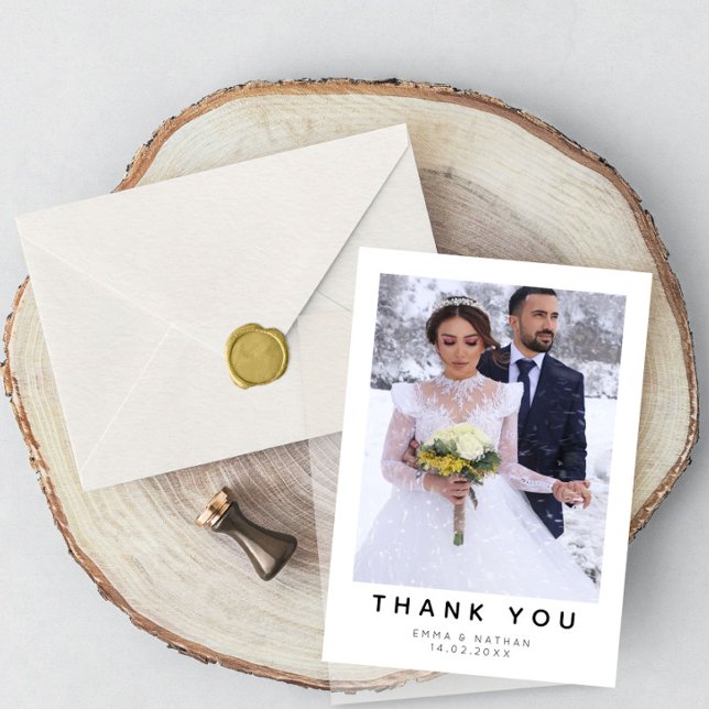 Tarjeta de agradecimiento de boda con foto simple  (Subido por el creador)