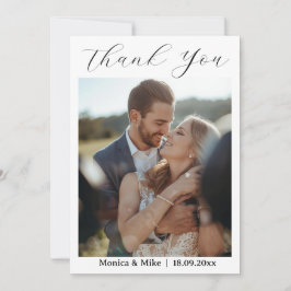 Tarjeta de agradecimiento de boda con foto simple