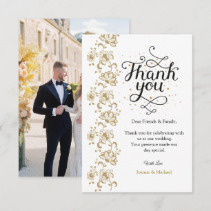 Tarjeta de agradecimiento de boda con foto simple