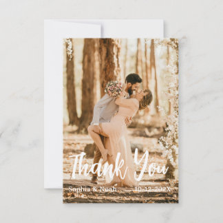 Tarjeta de agradecimiento de boda con foto simple