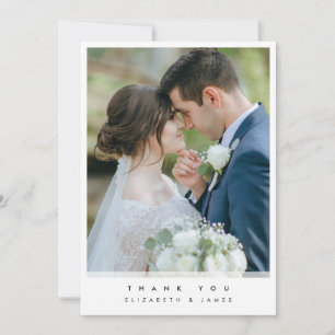 Tarjeta de agradecimiento de boda con foto simple