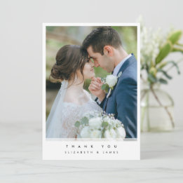 Tarjeta de agradecimiento de boda con foto simple