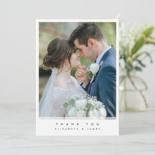 Tarjeta de agradecimiento de boda con foto simple