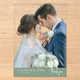 Tarjeta de agradecimiento de boda con foto sin fon